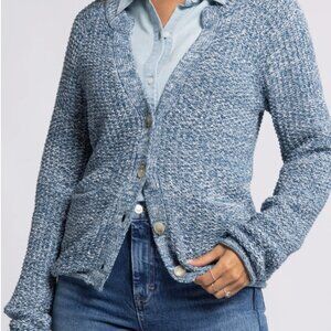 NWT Thread and Supply, 100% Marled Cotton Cardigan in Denim/Blue